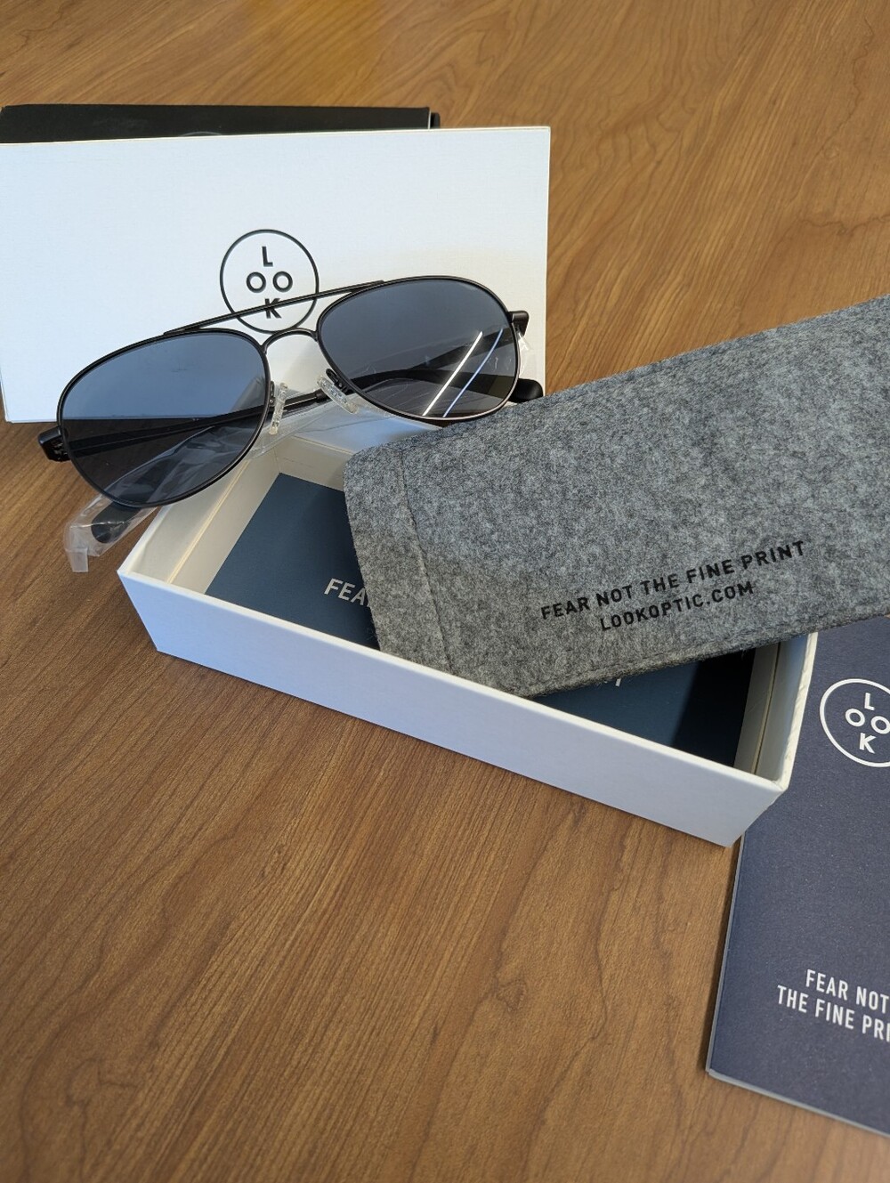 LOOK OPTIC Cooper Sun Readers +1.00 Gunmetal Aviator Sunglasses NIB Full Set
